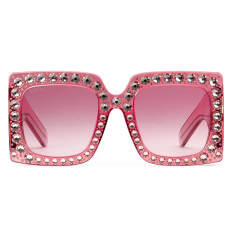 big pink gucci sunglasses|Gucci pink sunglasses square.